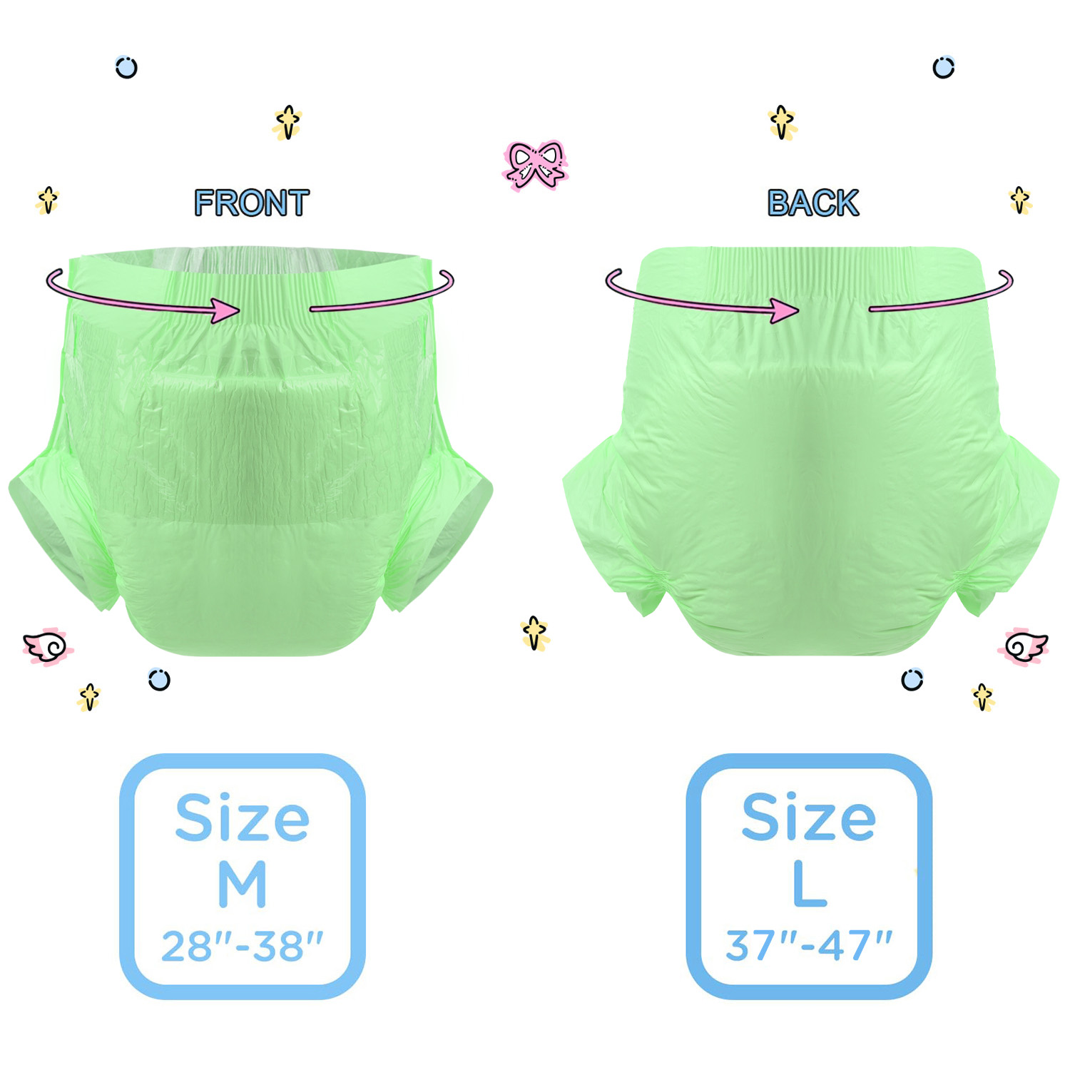 Adult Diaper-Solid Green