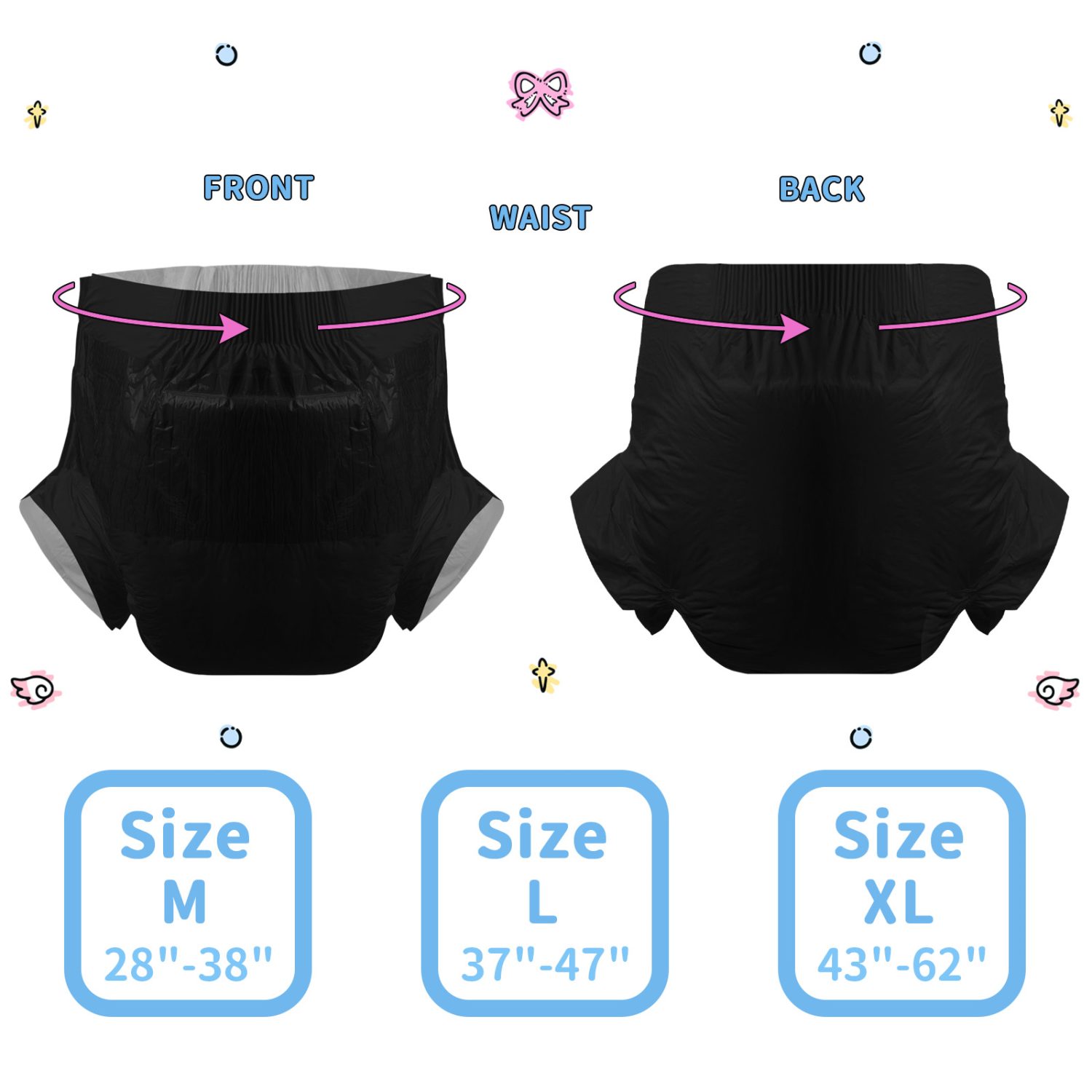 Adult Diaper-Solid Black